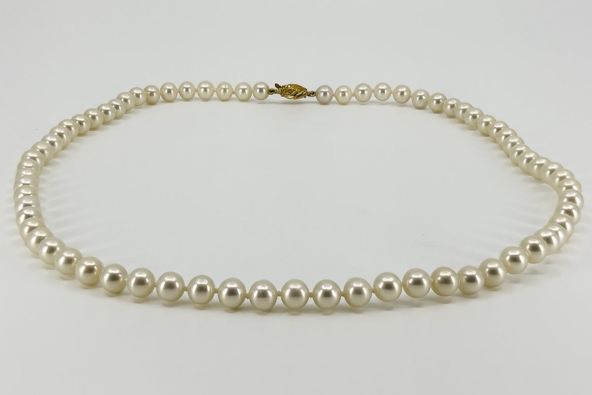 9ct Gold White 6mm Cultured Pearl 18” Necklace 375