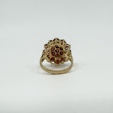 Large Vintage 9ct Gold Garnet Cocktail Cluster Ring Size L