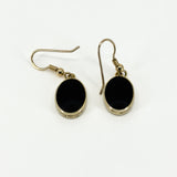 Vintage 9ct Gold Fob Earrings Blue John & Black Onyx 375 by David Scott Walker