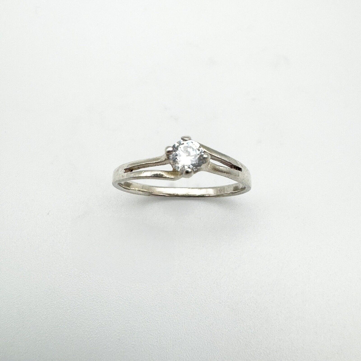 0.15ct CZ Solitaire Ring Sterling Silver Size O - P Engagement Stacking