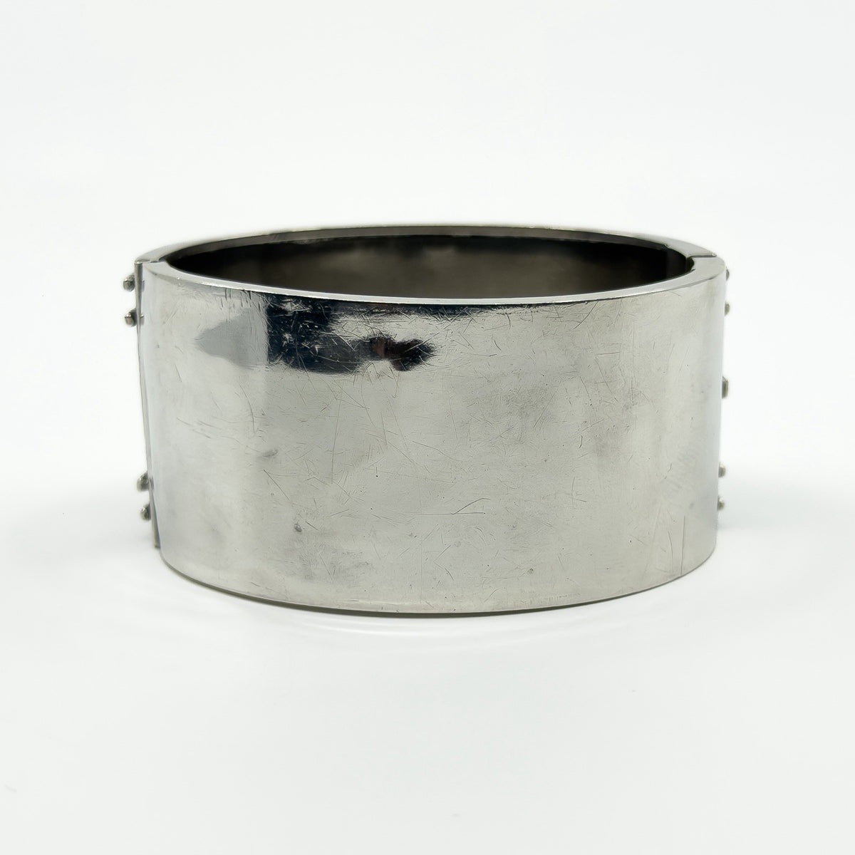 Wide Antique 1883 Victorian Sterling Silver Engraved lvy Leaf Bangle 925