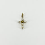 Tiny Vintage 9ct Gold Freshwater Pearl Christian Cross Pendant / Charm 375