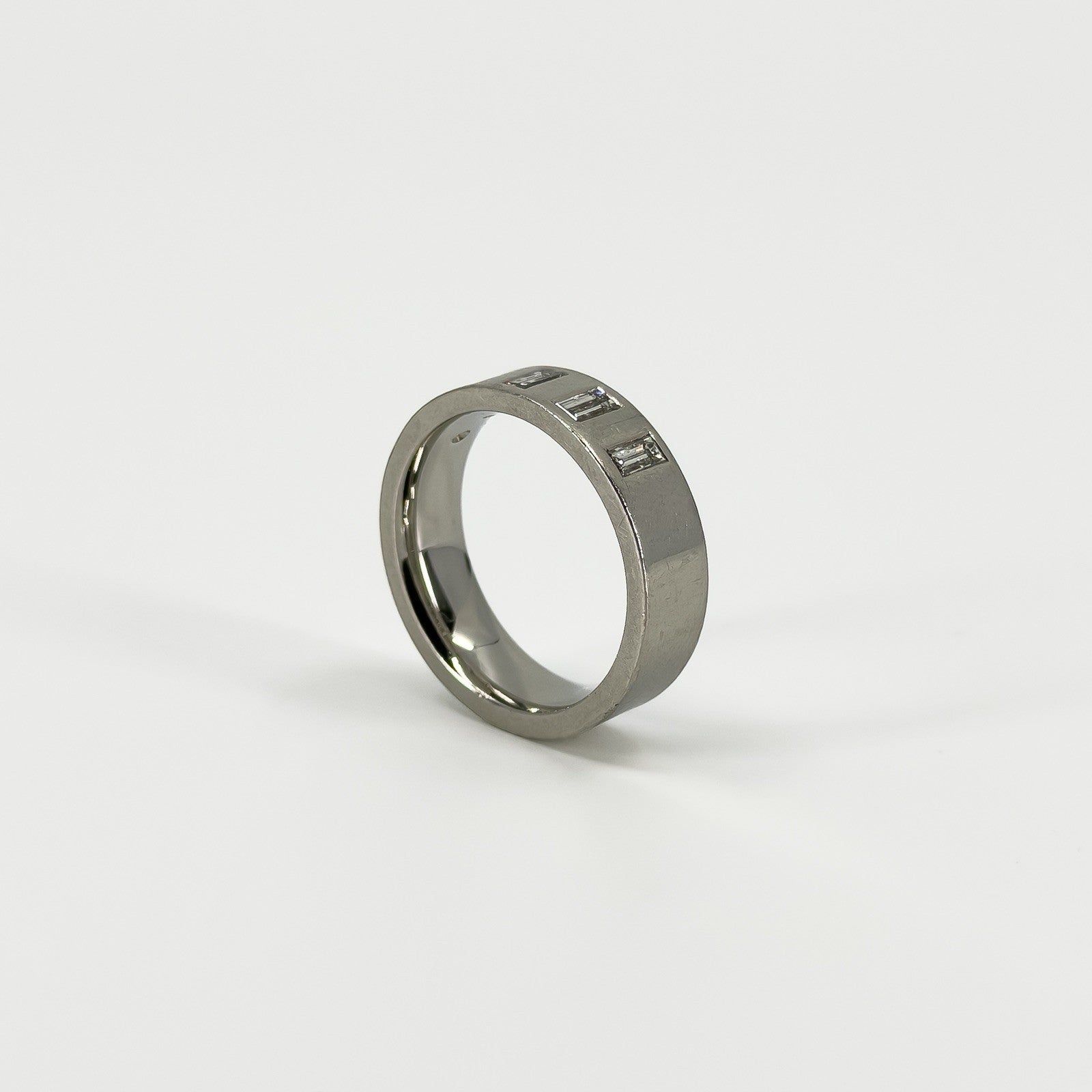 Chunky Platinum 0.90ct Diamond Baguette Cut Band / Ring 950 Size P UNISEX