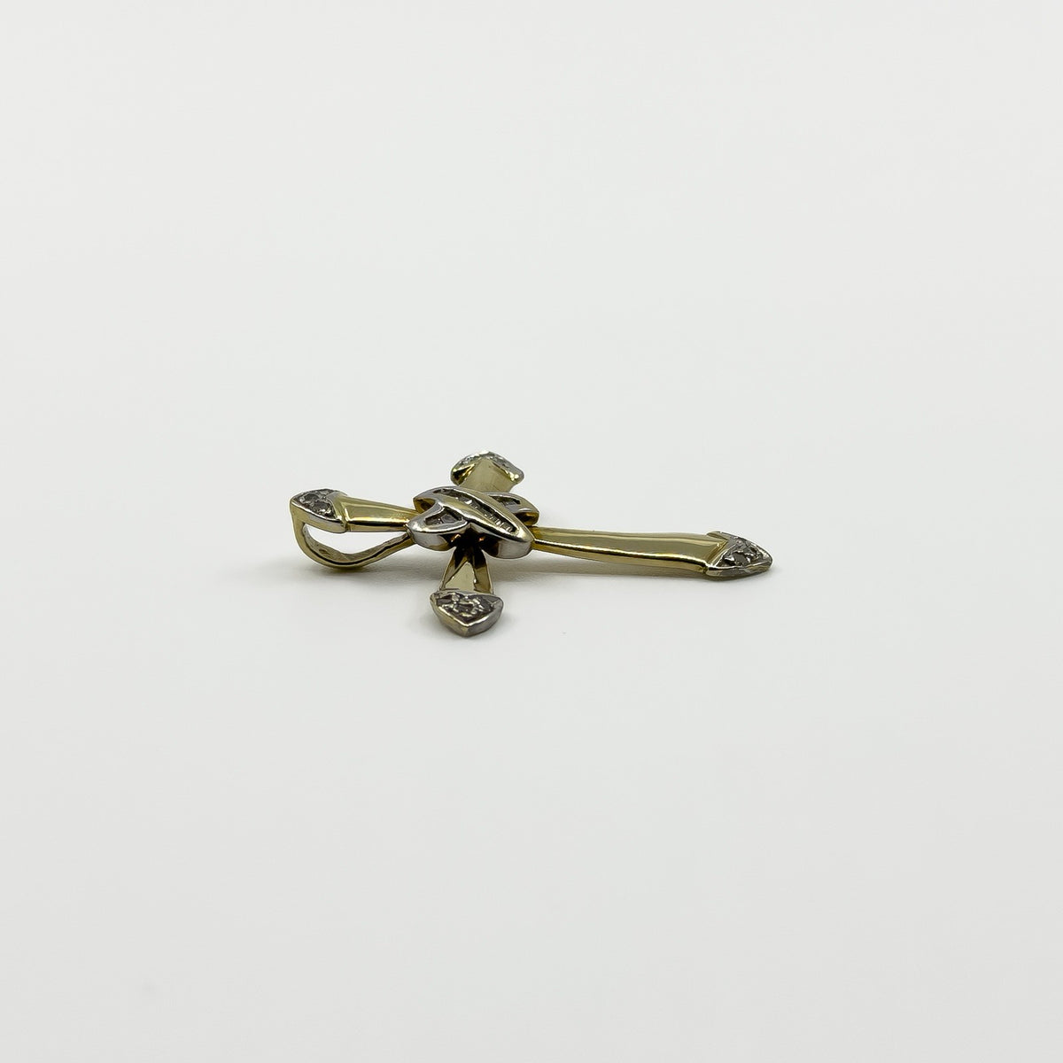 Vintage 9ct Gold Diamond Christian Cross Pendant 375