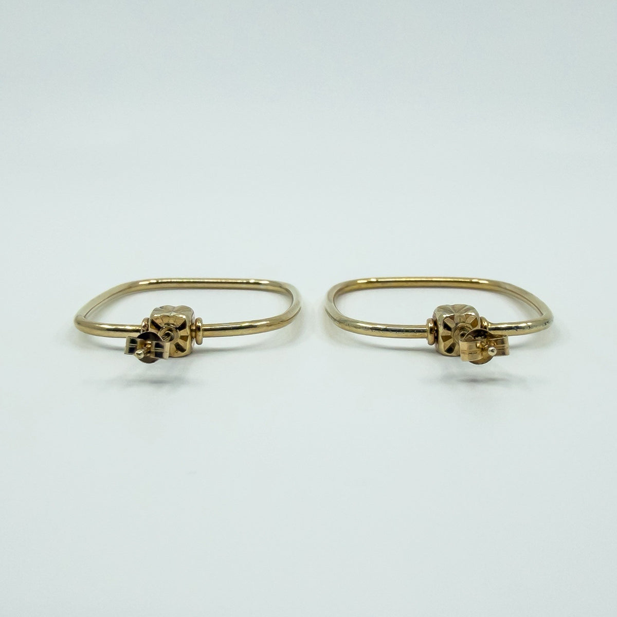 Unusual Large Rectangular 9ct Gold Hoop Earrings 375