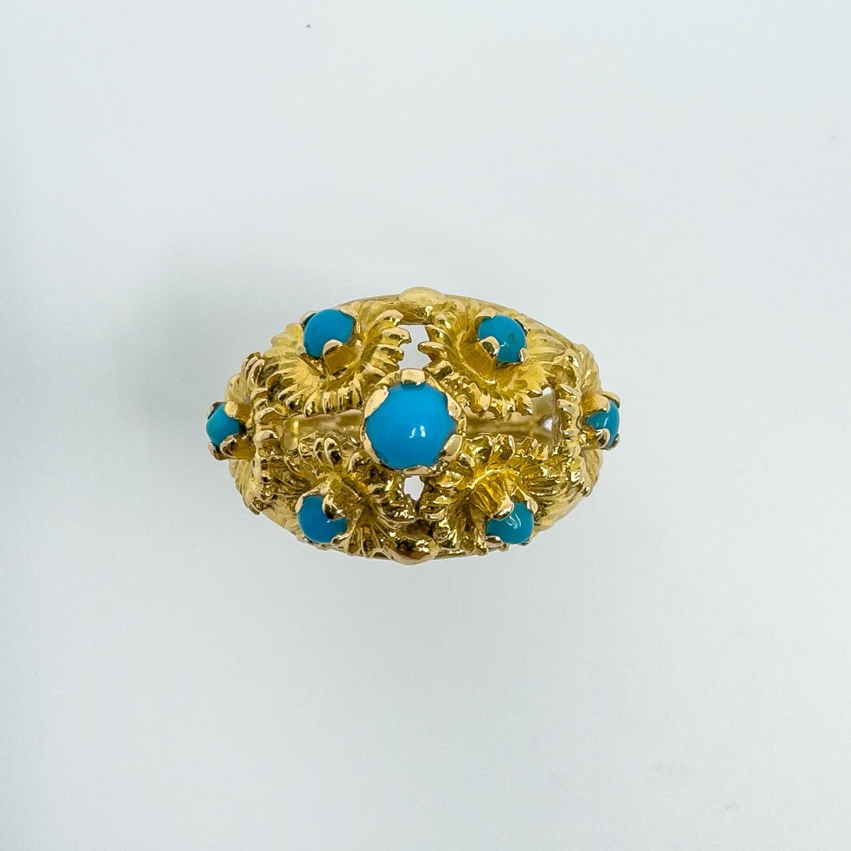 Vintage 14ct Gold Turquoise Ring Size J