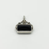 Large Vintage Green Moss Agate & Black Onyx Fob 925 by David Scott Walker