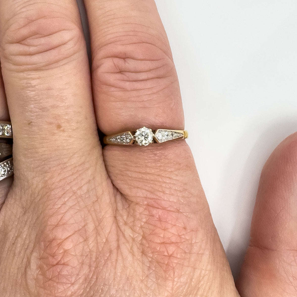 Vintage 9ct Gold 0.20ct Diamond Solitaire Ring 375 Size M Engagement 1989