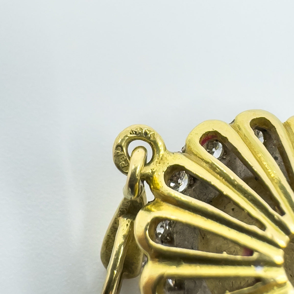 Vintage 18ct Gold Blue Enamel & Diamond Pendant