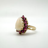 Huge Vintage 9ct Gold Opal & Ruby Ring ( approximately 3ct Total Gems )