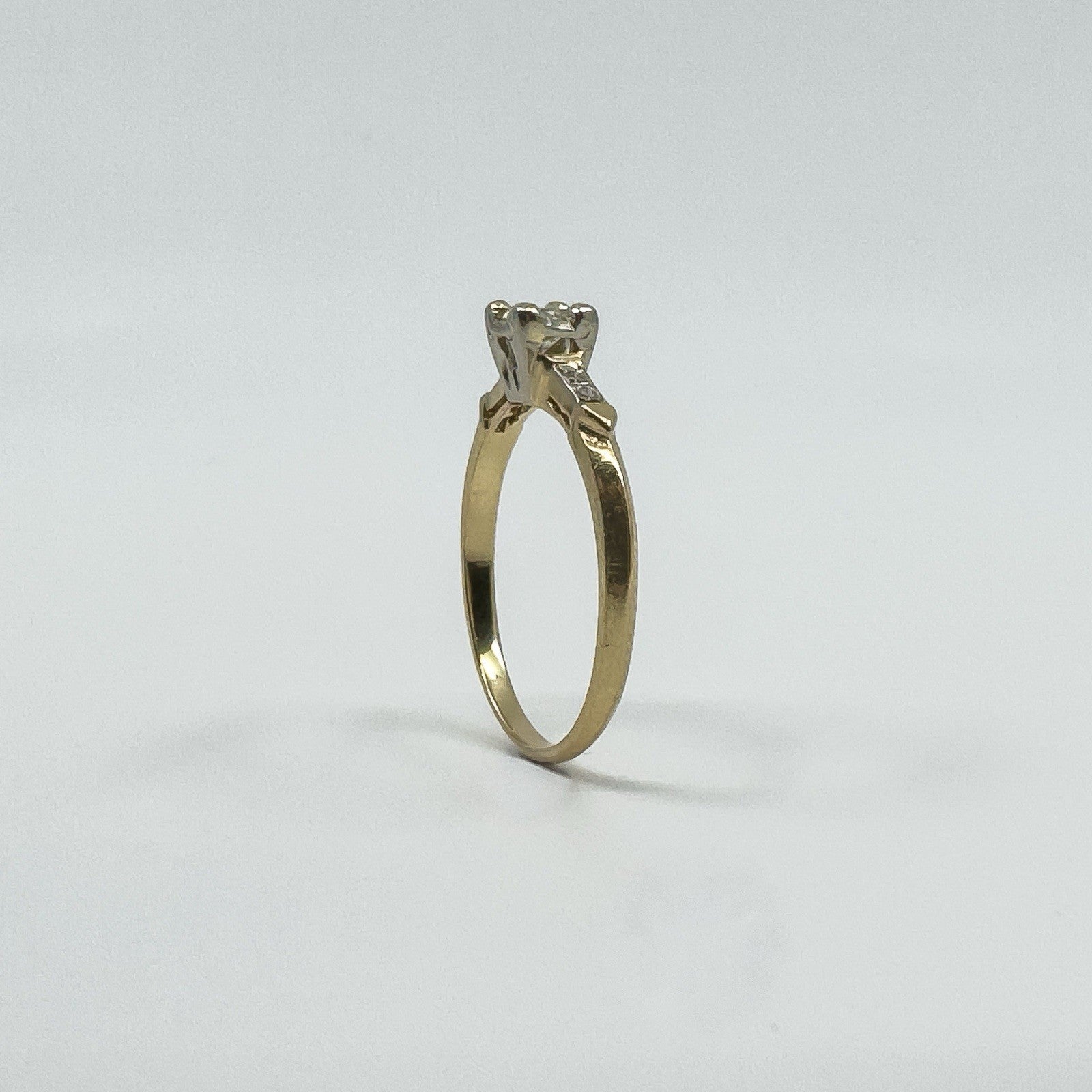 Vintage 14ct Gold 0.25ct Diamond Solitaire Ring 585 Size M 1/2