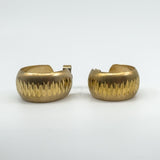 Vintage 9ct Gold Chunky Matt / Brushed Diamond Cut Hoop Earrings 375 (Birm 1977)