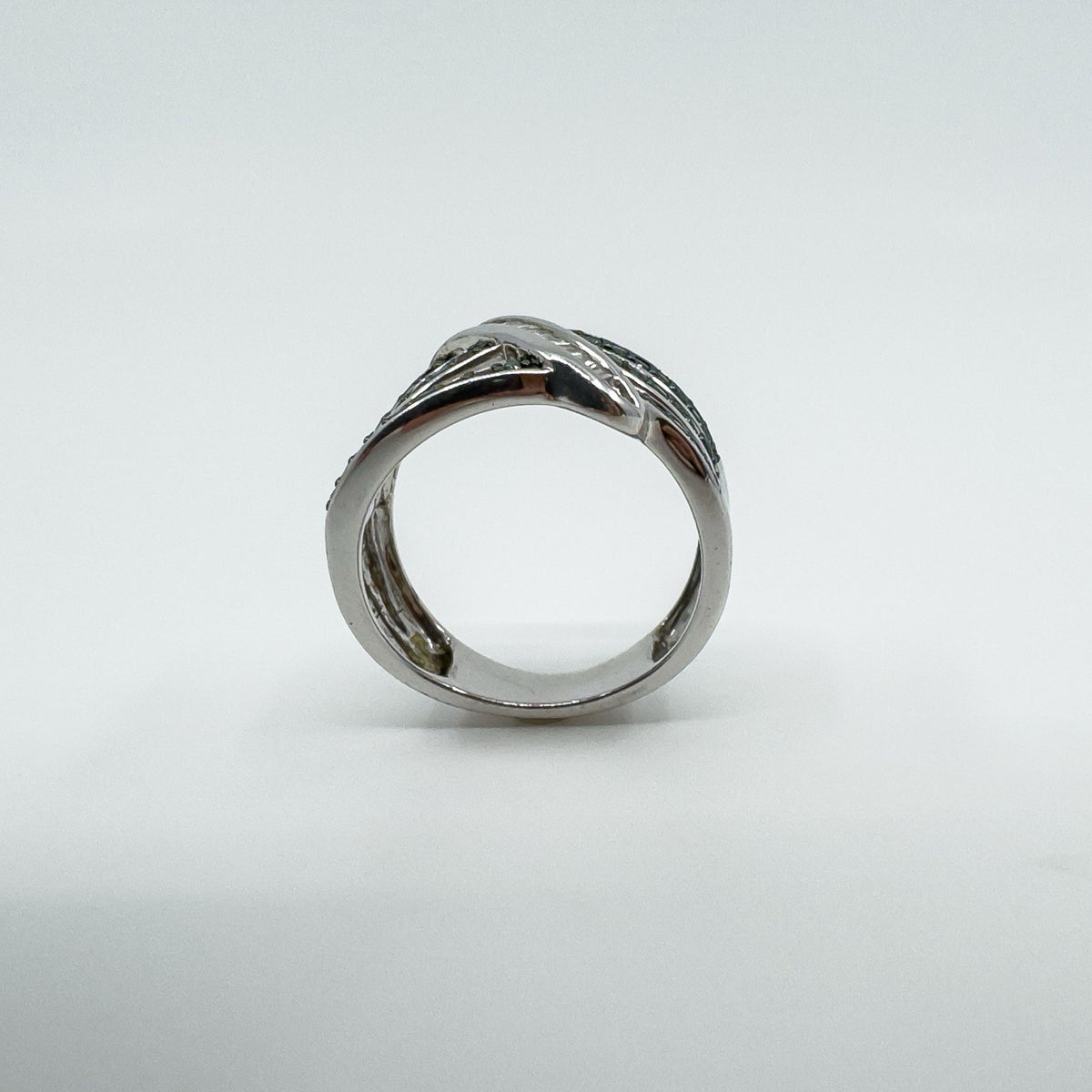 Sterling Silver Blue & White Diamond Eternity Band Ring Size L