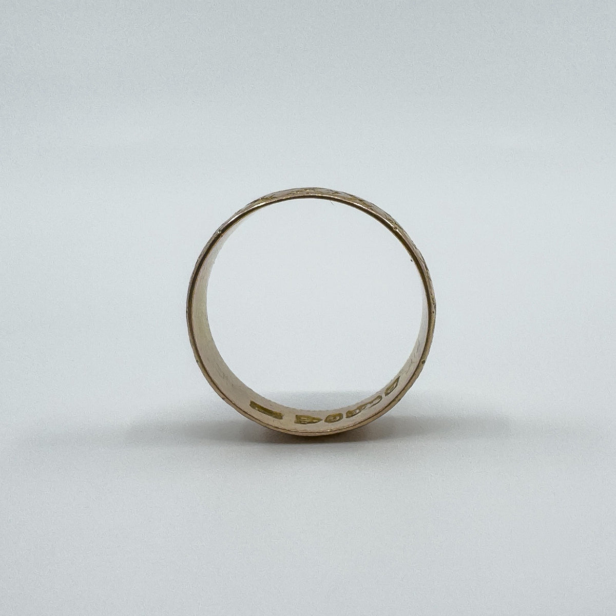 Antique 9ct Rose Gold Floral Engraved Full Band Ring 375 Size N - O Chester 1899