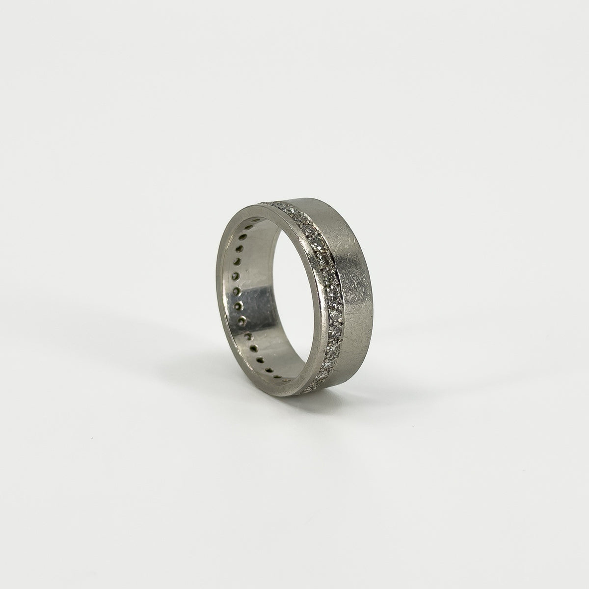 Chunky Wide 6.8mm Platinum Diamond Full Eternity Band / Ring 950 Size O (2007)