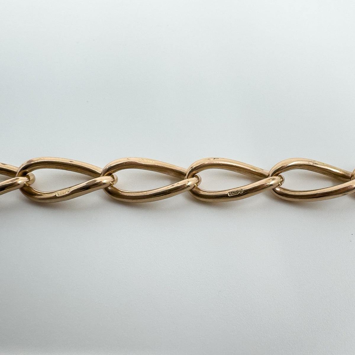 Antique Chunky 9ct Rose Gold Oval Links Bracelet 8" inch