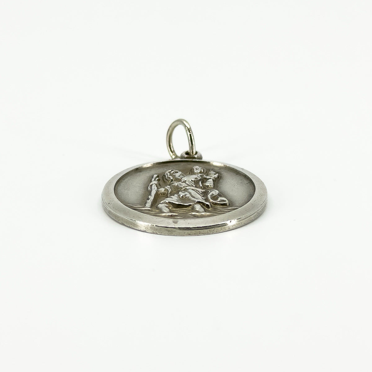 Large Vintage 1969 Sterling Silver St. Christopher Pendant 925 by Georg Jensen