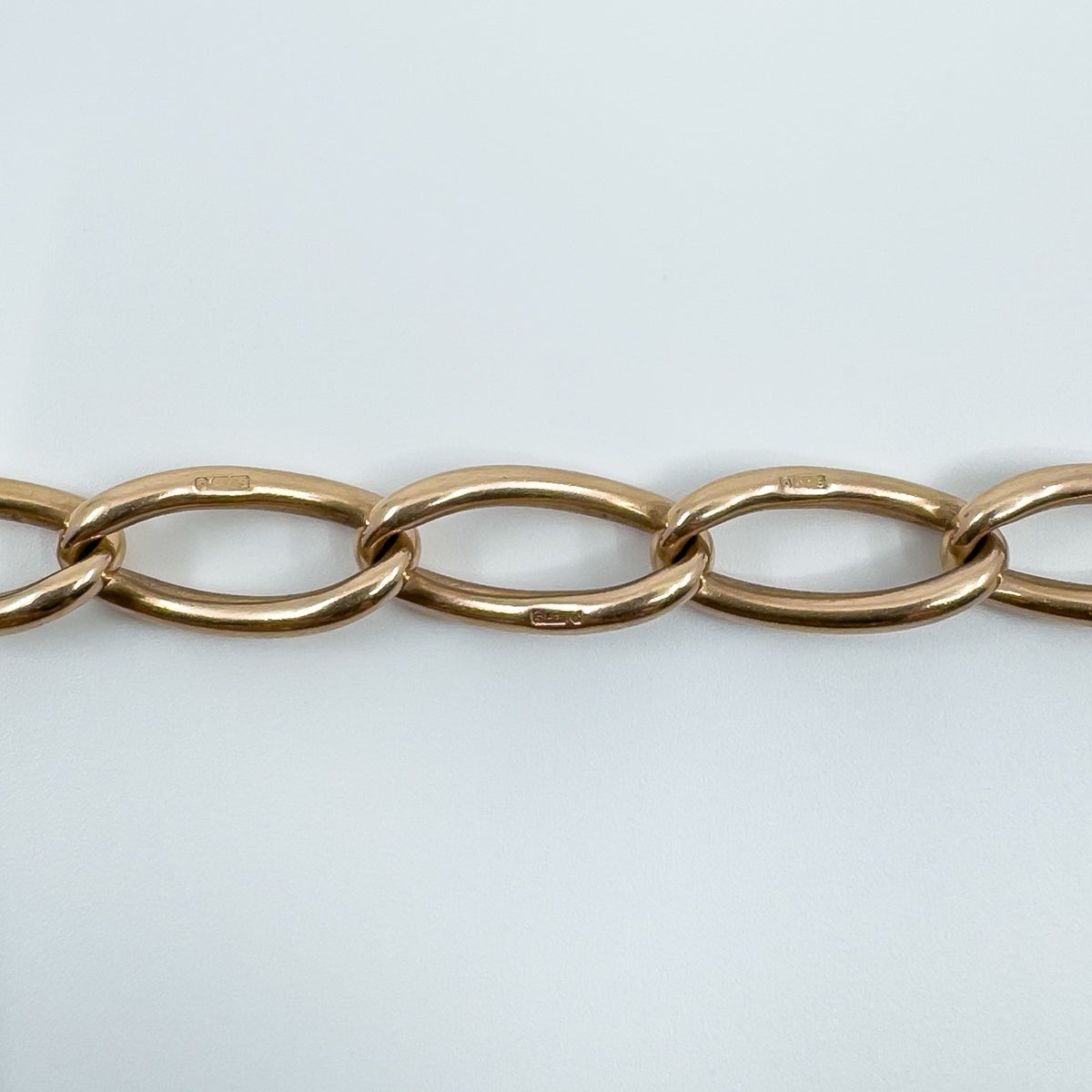 Antique 9ct Rose Gold Oval Links Bracelet