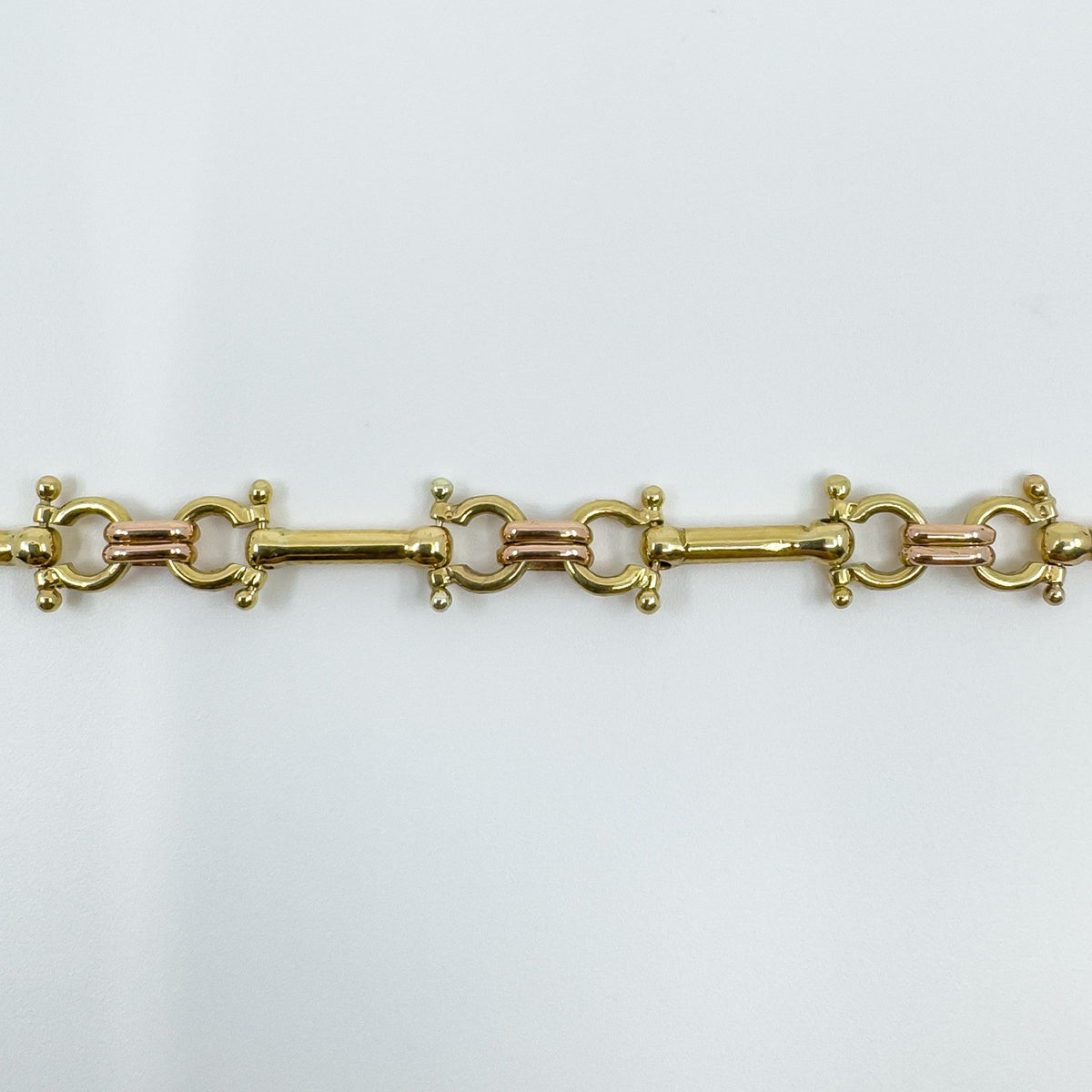 Rare Vintage 9ct Rose & Yellow Gold Horsebit Snaffle Equestrian 8.5” Bracelet