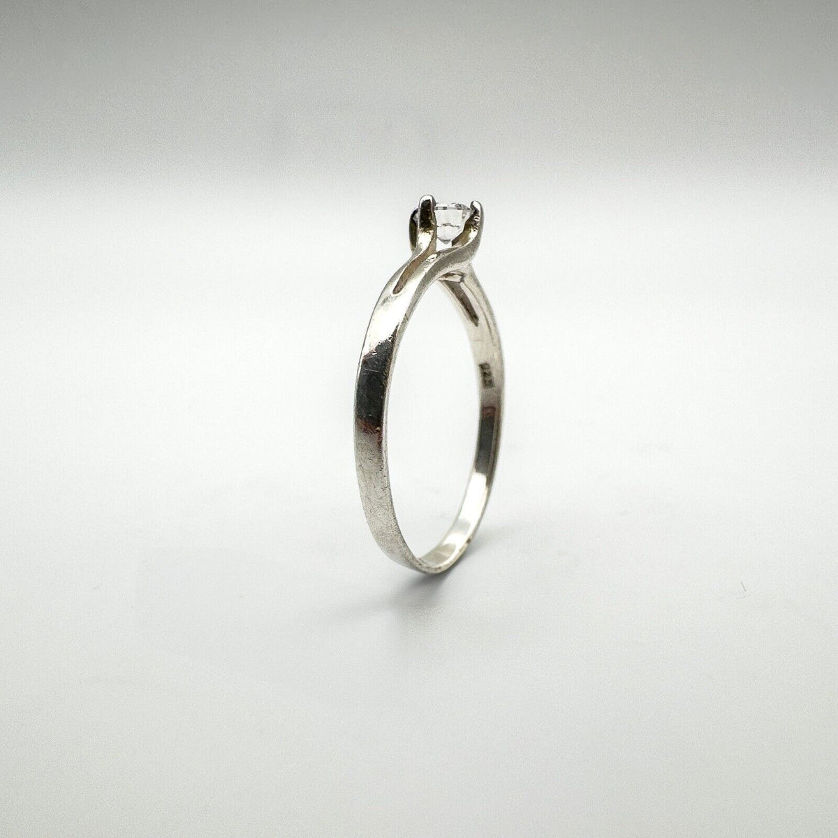 0.15ct CZ Solitaire Ring Sterling Silver Size O - P Engagement Stacking