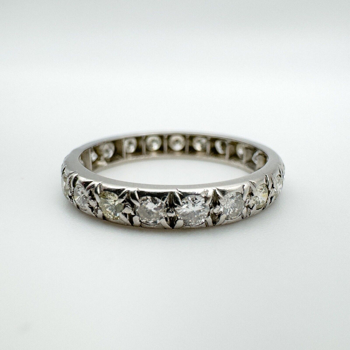 Vintage 1ct Platinum Diamond Full Eternity Band Wedding Stacking Ring Size M - N