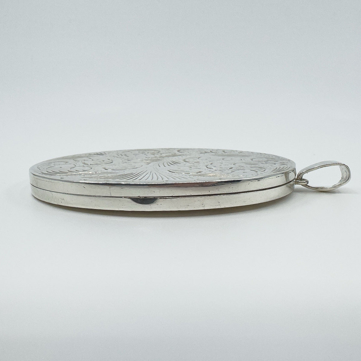 Rare Huge Oversized Chunky Vintage Sterling Silver Oval Photo Locket Pendant 69g
