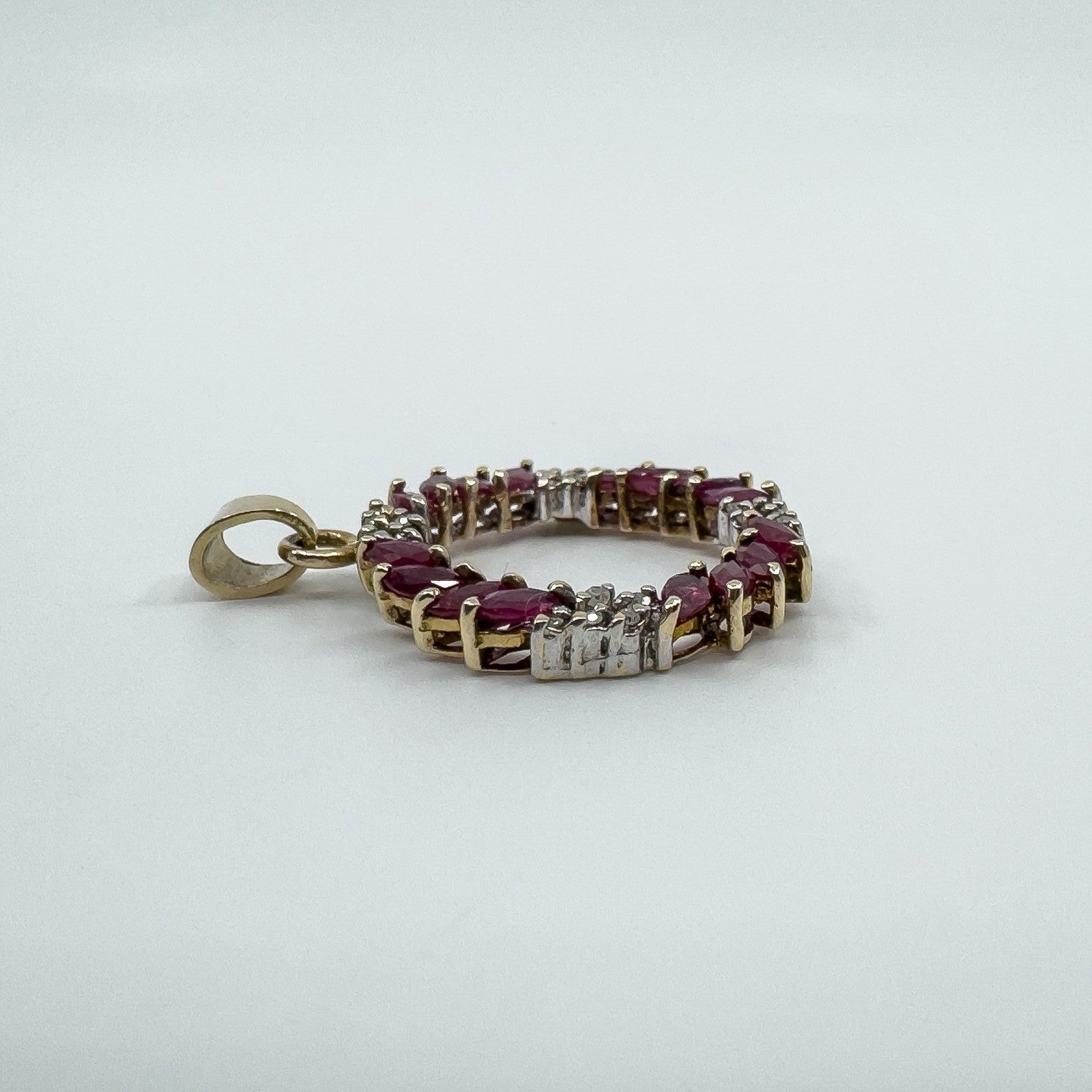 Vintage 9ct Gold 1.60ct Ruby & Diamond Pendant / Charm 375 (Birmingham 1989)