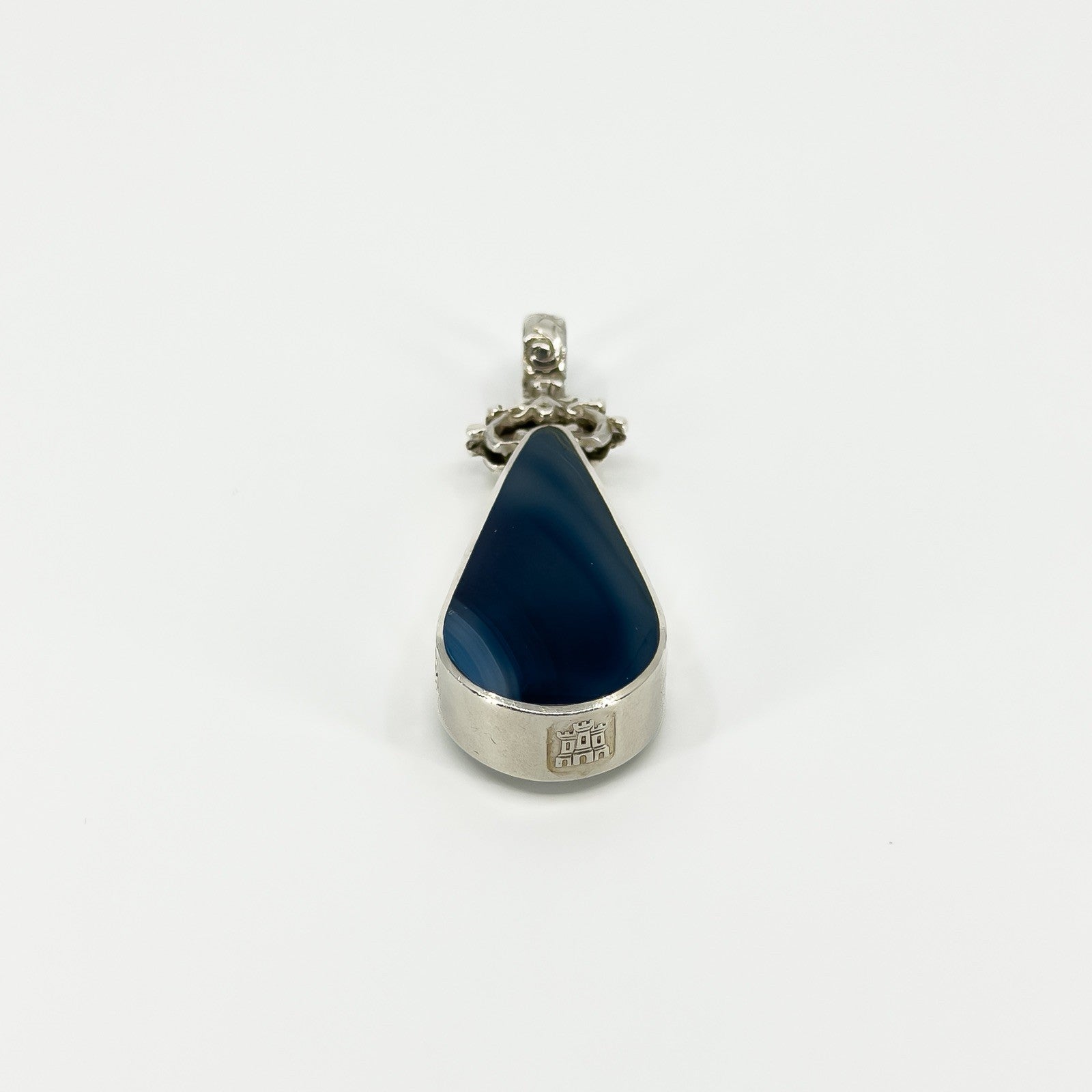 Chunky Vintage Double Sided Blue Agate & MOP Pendant 925 by David Scott Walker
