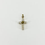 Tiny Vintage 9ct Gold Freshwater Pearl Christian Cross Pendant / Charm 375