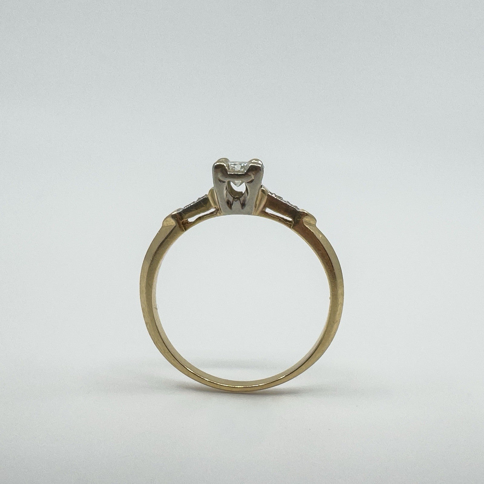 Vintage 14ct Gold 0.25ct Diamond Solitaire Ring 585 Size M 1/2