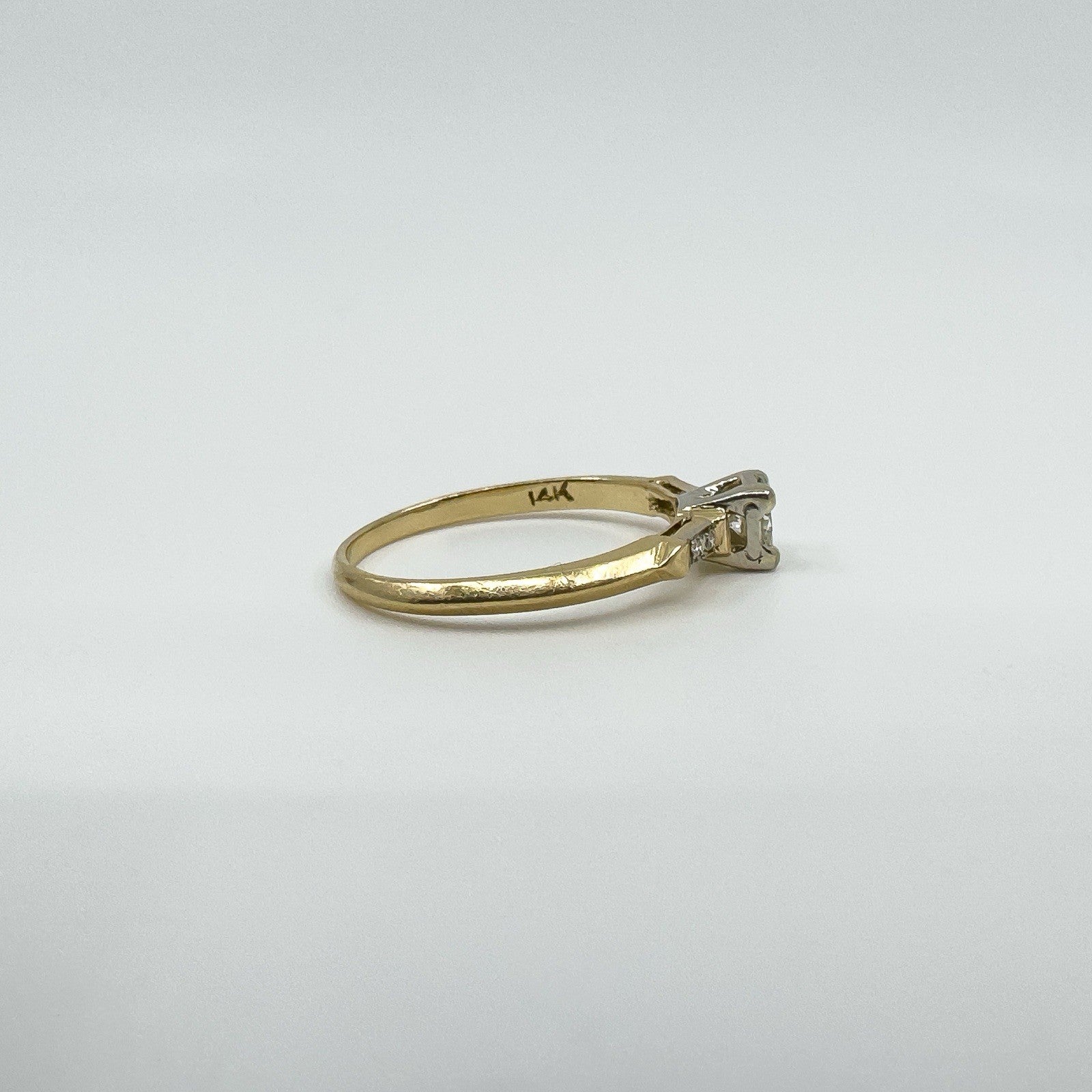 Vintage 14ct Gold 0.25ct Diamond Solitaire Ring 585 Size M 1/2