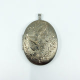 Large Vintage Sterling Silver Oval Floral Engraved Locket 925 (Birm 1973)