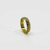 Vintage 18ct Gold Floral Leaf Engraved Full Band / Ring 750 Size N - O (1967)