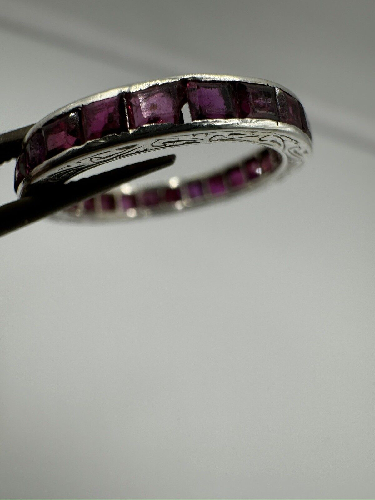Vintage Antique Art Deco Platinum 1.6ct Ruby Full Eternity Band Ring Size K - L