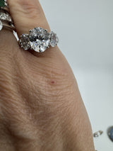 Chunky 9ct White Gold 2.30ct CZ Trilogy Engagment Ring 375 Size J