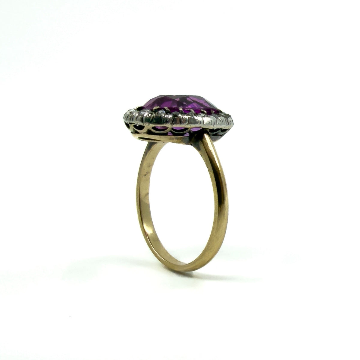Antique / Art Deco 14ct Gold Pink Sapphire & Rose Cut Diamond Ring 585 Size O