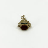 Vintage 9ct Gold Spinning Bloodstone Black Onyx & Carnelian Fob Pendant 375