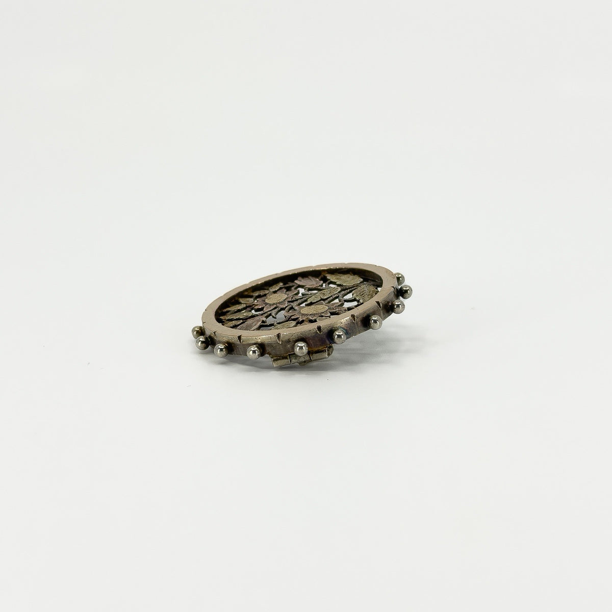 Antique Victorian Aesthetic Sterling Silver Yellow & Rose Gold Floral Brooch 925