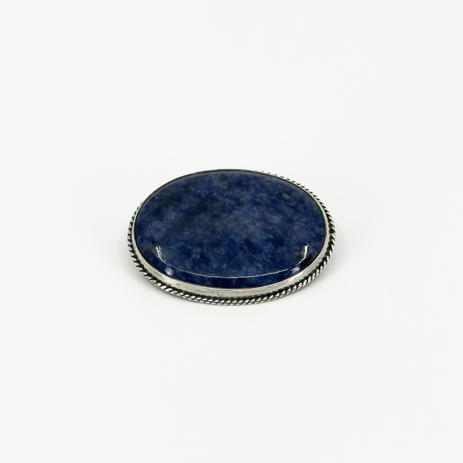 Large Vintage Sterling Silver Blue Agate Brooch 925 (Birm 1989)