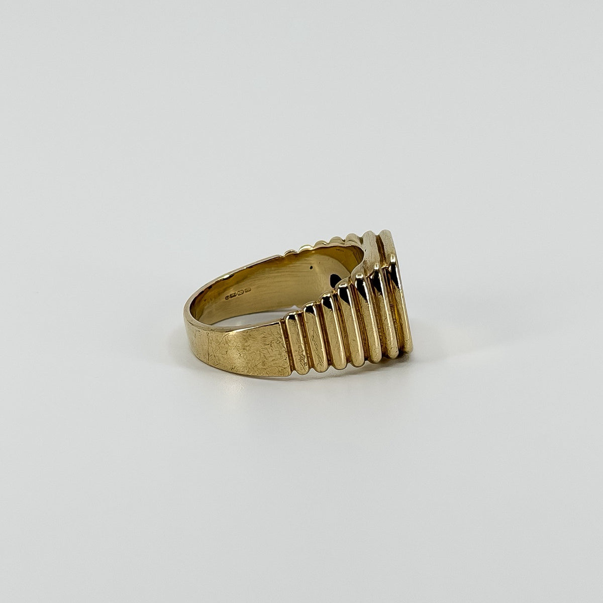 Vintage 9ct Gold Signet Ring 375 Size T - U 375 UNISEX Art Deco Style