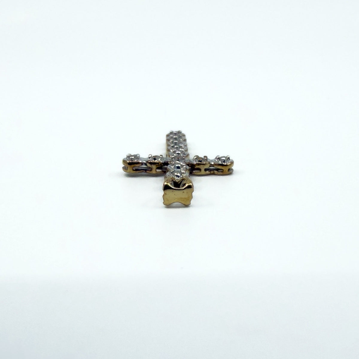 9ct White & Yellow Gold Diamond Christian Cross Pendant 375