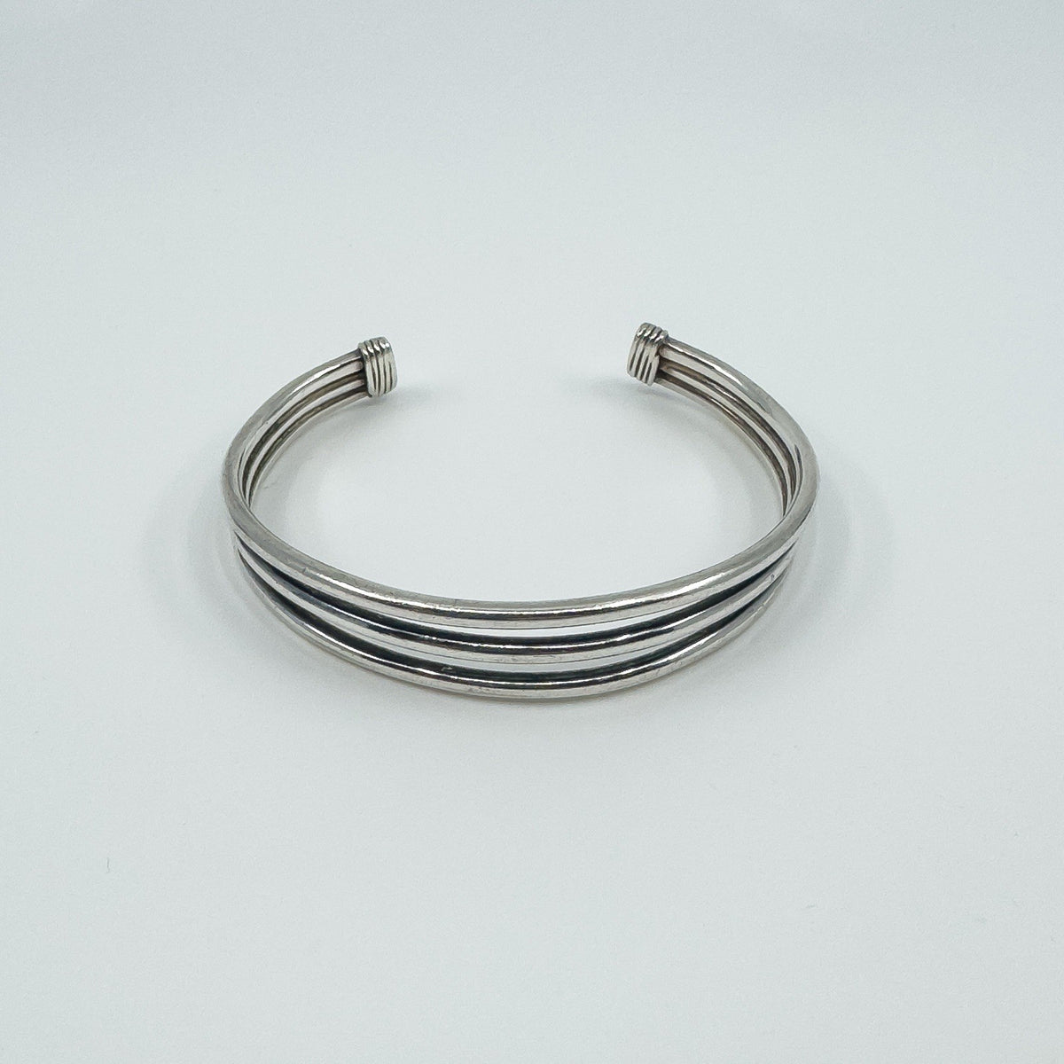 Vintage Sterling Silver Chunky Oval Trilogy Torque Bangle / Bracelet 925 29g