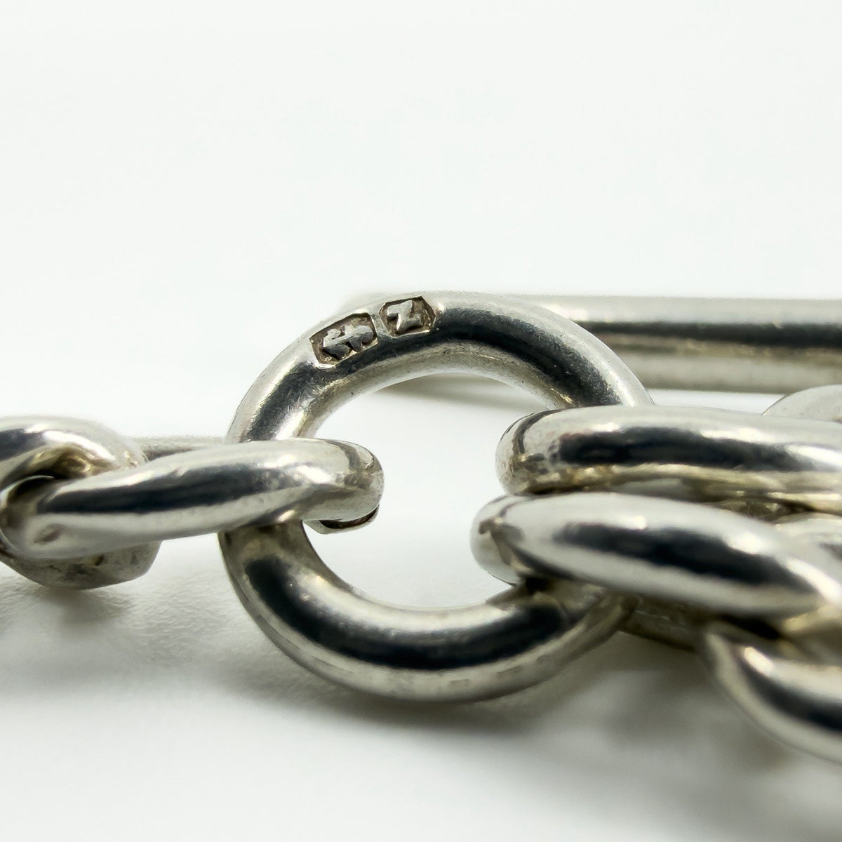 Antique 1899 Sterling Silver 14.5" Albert Curb Chain & T-Bar Pendant 925