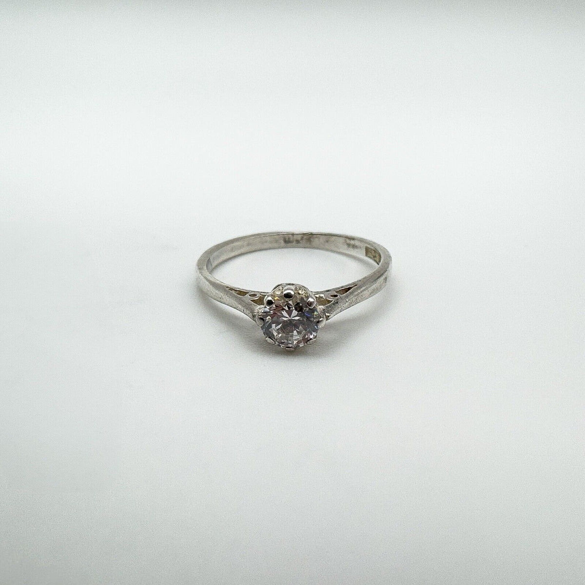 Vintage 0.25ct CZ Solitaire Ring in Sterling Silver Size L - M