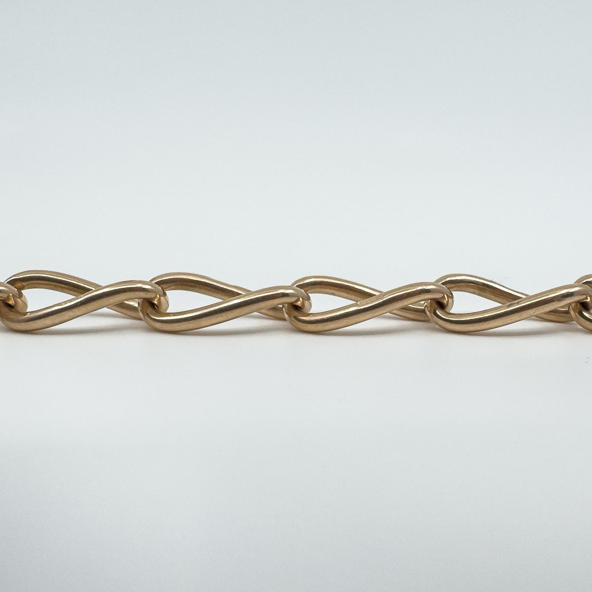 Antique Chunky 9ct Rose Gold Oval Links Bracelet 8" inch