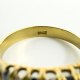Antique Art Deco 18ct Gold Sapphire & Old Cut Diamond Half Hoop Ring 750 Size P