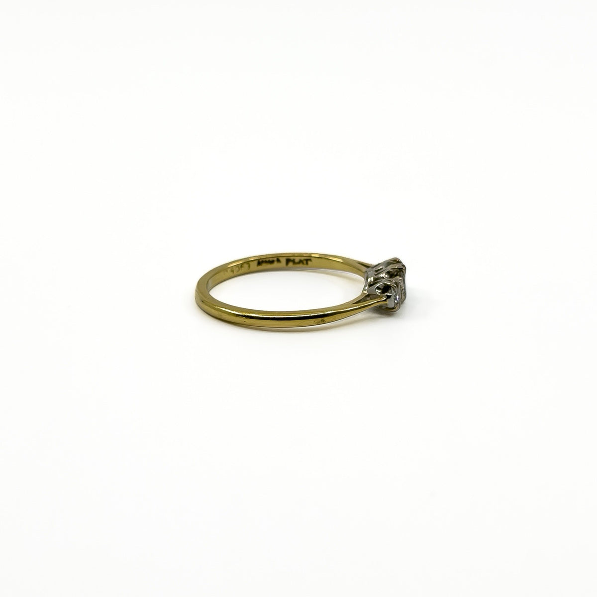 Vintage 18ct Gold 0.30ct Diamond Trilogy Ring 750 Size Q
