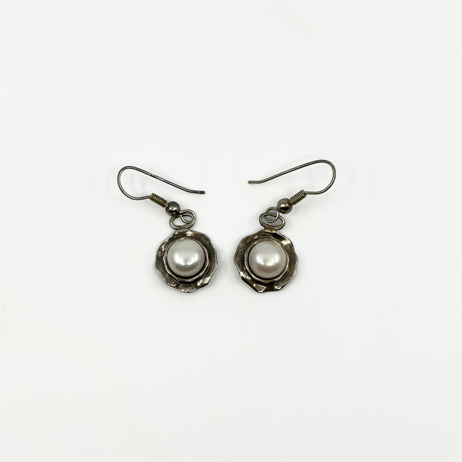 Sterling Silver Cultured Pearl Drop Sheperd Hook Earrings 925