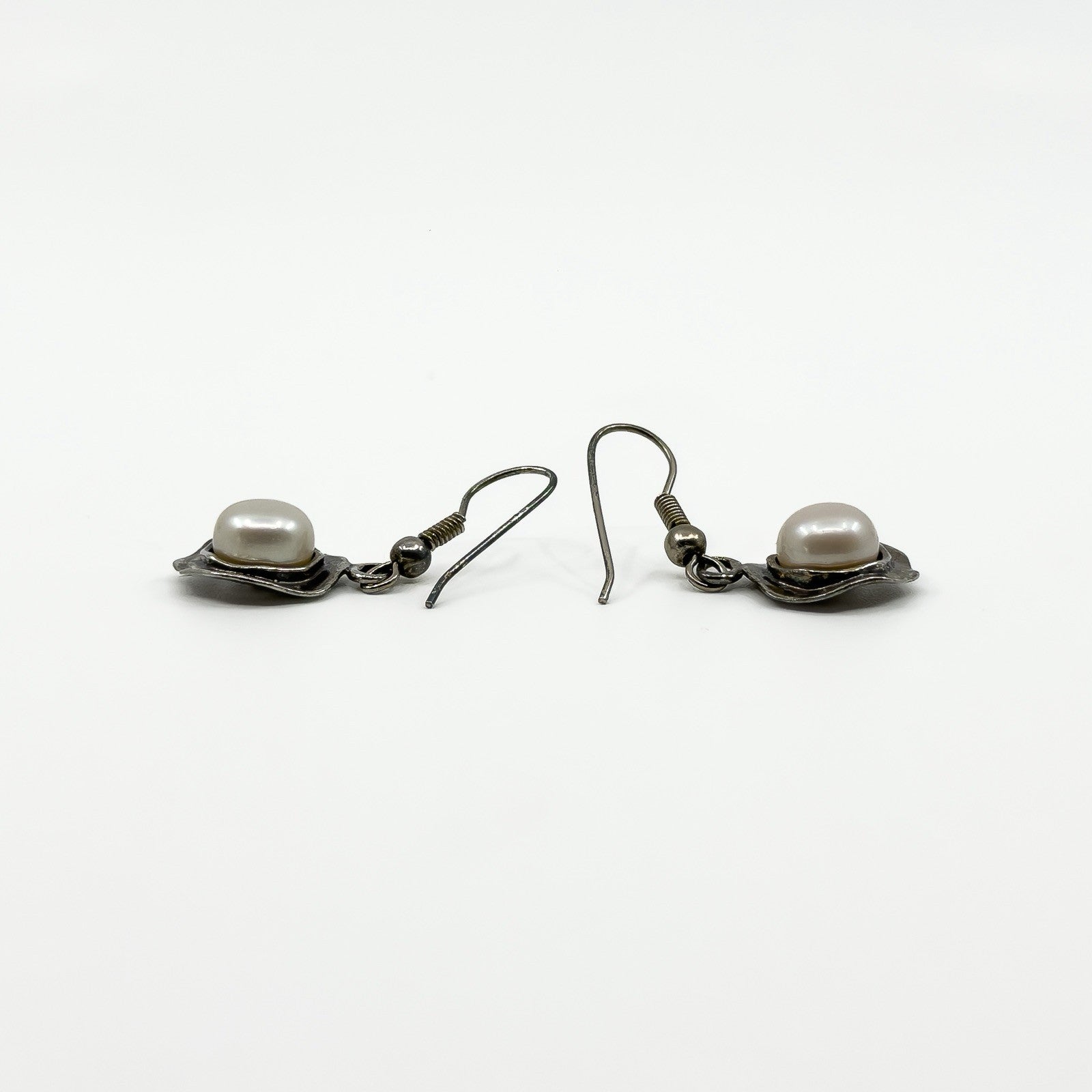 Sterling Silver Cultured Pearl Drop Sheperd Hook Earrings 925