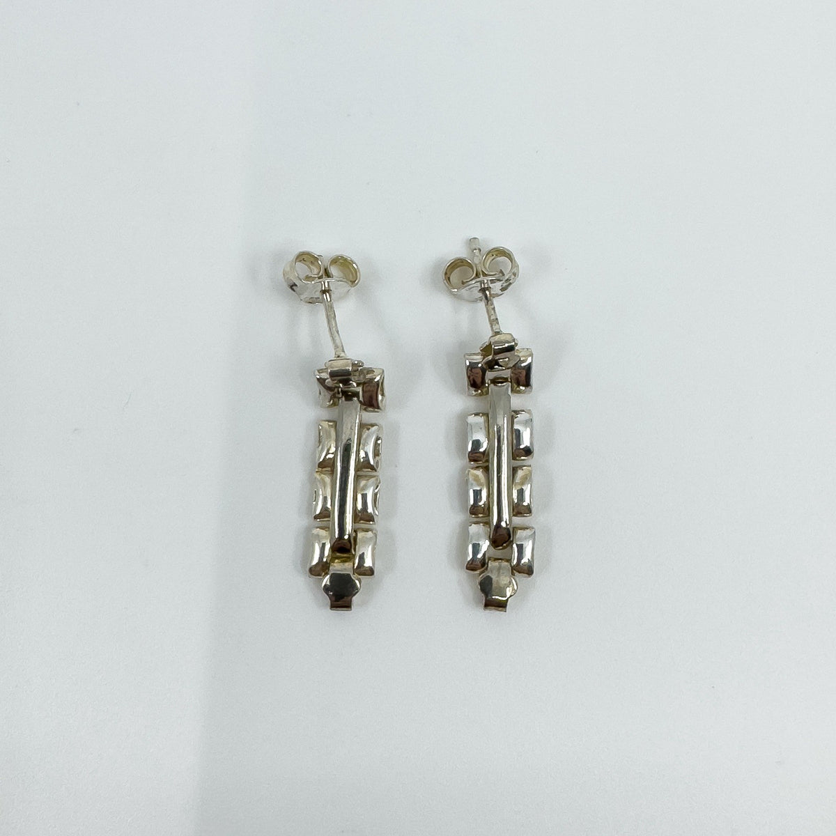 Sterling Silver Bracelet Style Link Drop Articulated Earrings 925